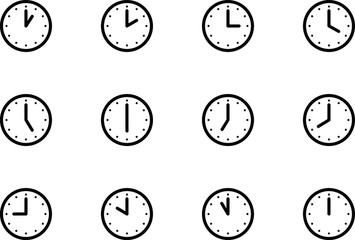 時計のアイコン、ピクトグラム、イラスト、シンプル