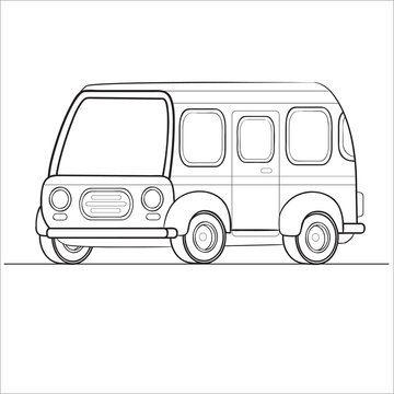 bus outline, coloring, isolated object on a white background, vector illustration,