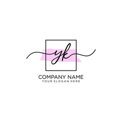 YK initial Handwriting logo vector template