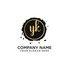 YK initial Handwriting logo vector template