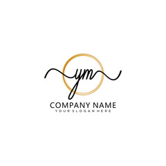 YM initial Handwriting logo vector template
