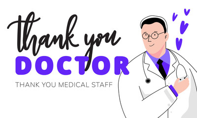 Thank you doctor and Nurses and medical personnel team for fighting the coronavirus. Thank you heroes, vector illustration