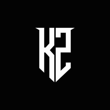 KZ logo monogram with emblem shield style design template
