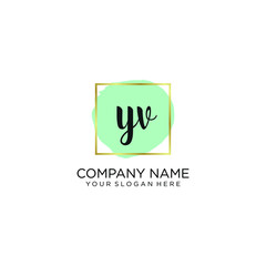 YV initial Handwriting logo vector template