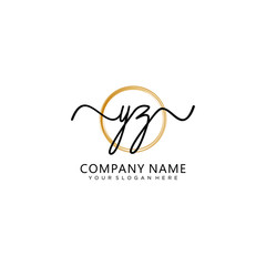 YZ initial Handwriting logo vector template