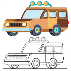 brown SUV in flat style, isolated object on a white background, vector illustration,