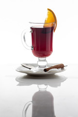hot mulled wine with orange.