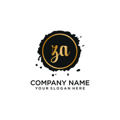 ZA initial Handwriting logo vector template