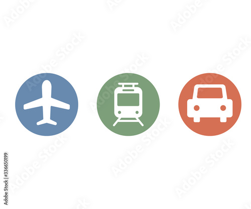 飛行機 車 電車のアイコンのセット 乗り物 交通機関 Wall Mural Yugoro 飛行機 車 電車のアイコンのセット 乗り物 交通機関 Wall Mural Yugoro