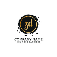 ZD initial Handwriting logo vector template