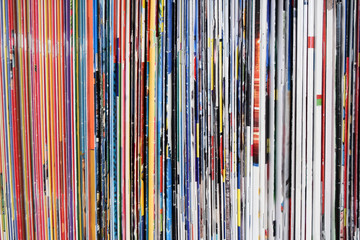 Colorful magazines shelf