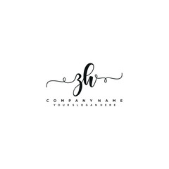 ZH initial Handwriting logo vector template