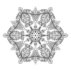 Outline Mandala for coloring book. Decorative round ornament. Anti-stress therapy pattern. vector.