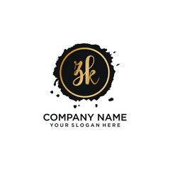 Fototapeta premium ZK initial Handwriting logo vector template