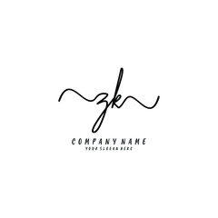 ZK initial Handwriting logo vector template