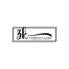 ZK initial Handwriting logo vector template