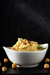 Fresh hummus in bowl