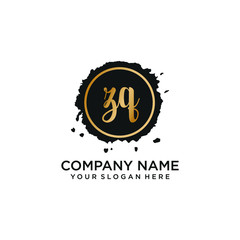 ZQ initial Handwriting logo vector template