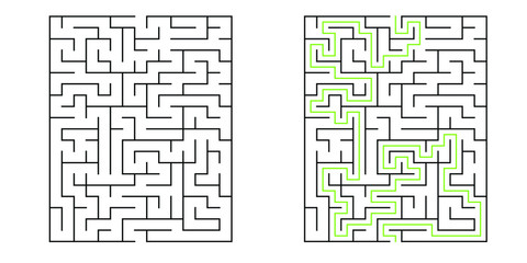 15x20 rectangle maze with solution