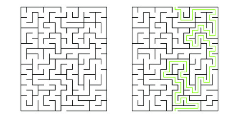 15x20 rectangle maze with solution