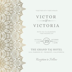 Vintage wedding invitation with mandala