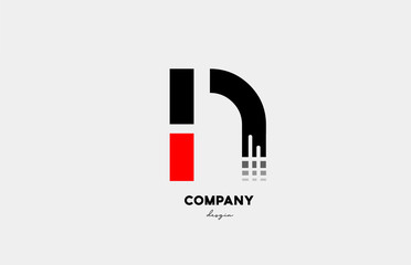 black red N alphabet letter logo icon design for business and company