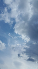 Clouds. Sky. Cloud background. Light white clouds on blue sky. Banner. Brochure