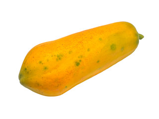 Fresh papaya fruit on white, whole and half of ripe papaya fruit with seeds isolated on white background 