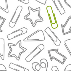 Realistic 3d Detailed Metal Paper Clips Seamless Pattern Background. Vector