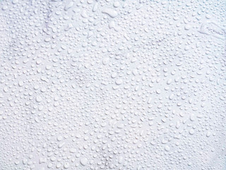 White marble water drops background, texture, top view, copyspace, space for design