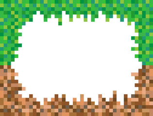 Abstract square pixel mosaic background illustration. Grass and ground wallpaper. Vector. Border. Frame. Background.