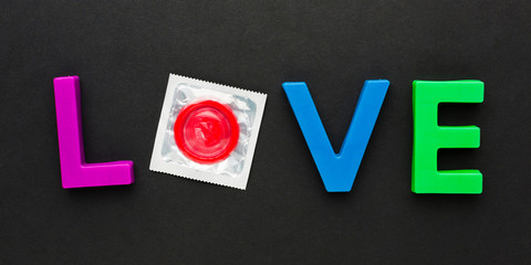Contraceptive method arrangement with love lettering