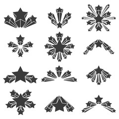 Silhouette stars explosion burst set vector illustration