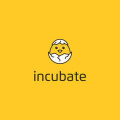 The egg hatch logo looks funny and fun, full of enthusiasm for a new life.