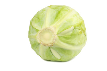fresh young green cabbage isolated on the white background