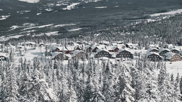 Snowy cabins in Trysil Ski resort
