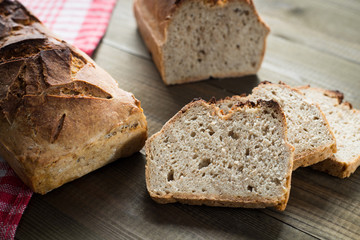 Tasty homemade bread. 
Sourdough bread.