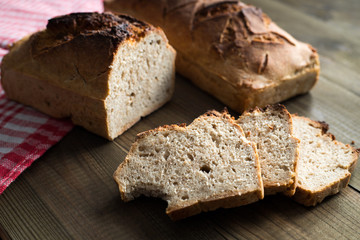 Tasty homemade bread. 
Sourdough bread.