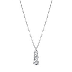 White gold pendant on a chain with diamonds isolated on white background