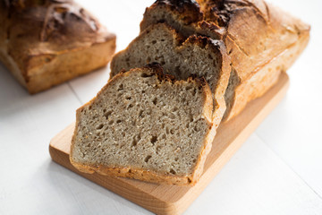 Tasty homemade bread. 
Sourdough bread.