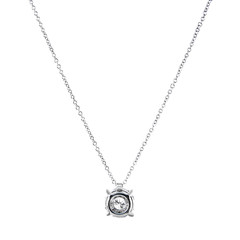 Fototapeta premium White gold pendant on a chain with diamonds isolated on white background