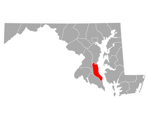 Karte von Calvert in Maryland - obrazy, fototapety, plakaty