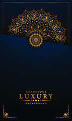 Luxury mandala background with golden arabesque pattern arabic islamic east style for Wedding card, book cover.

