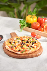 vegetable pizza isolated on white background