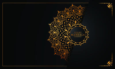 Luxury mandala background with golden arabesque pattern arabic islamic east style for Wedding card, book cover.

