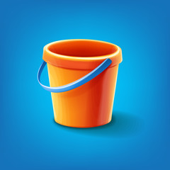 plastic bucket on a blue background © mollicart