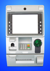 ATM cash machine with empty screen clipping path inside