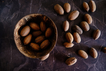 Fresh Pecan Nuts with husks