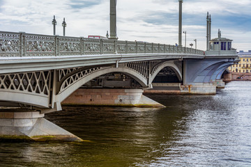 Fototapeta na wymiar Saint-Petersburg, Blagoveshchensky bridge across river Neva, a fragment
