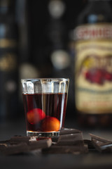 Ginjinha liquor, typical Portuguese made with sour cherries